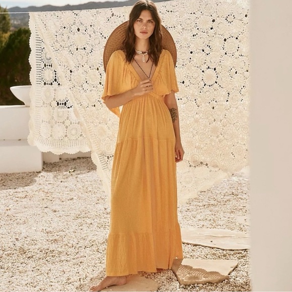 Free People Beach La La Maxi Dress Bird of Paradise Medium Bohemian Goddess - Picture 8 of 17